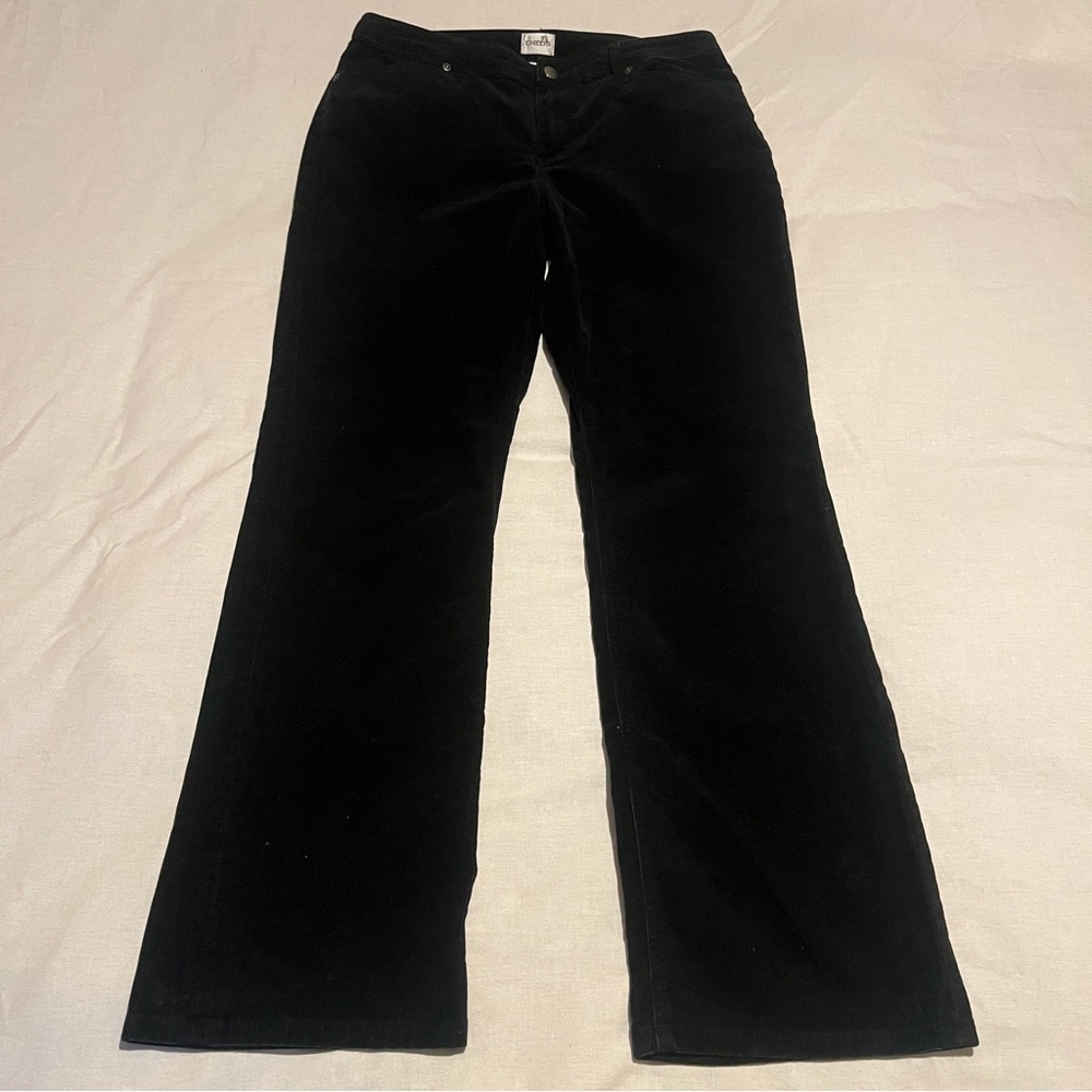 Chicos Womens Corduroy Pants Black 1.5 Regular Wide Leg